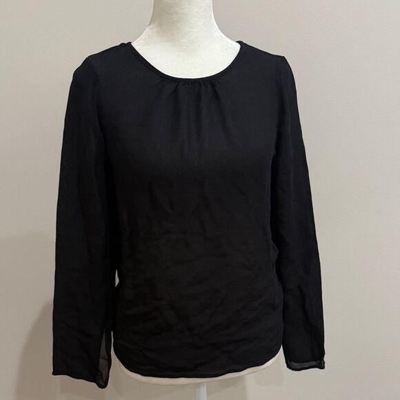 Zara Basic Sheer Black Long Sleeve Top with Back Cutout Size XS - Picture 2 of 3